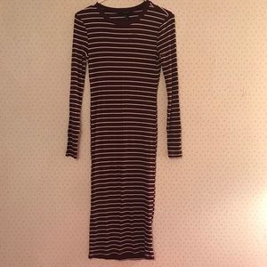 Forever 21 Burgundy Striped Midi Bodycon Dress- Size Small